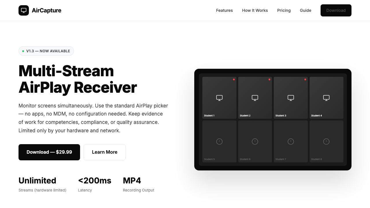 AirCapture macOS app interface
